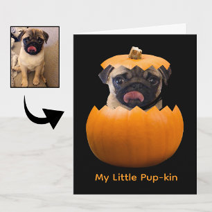 Fun Personalized Halloween Pumpkin Puppy Dog Photo Card