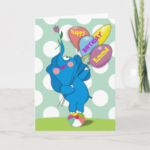 Fun Personalized Happy Birthday Elephant Cards