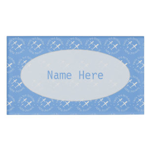 Fun Personalized Kid's Birthday Airplanes, Blue Name Tag
