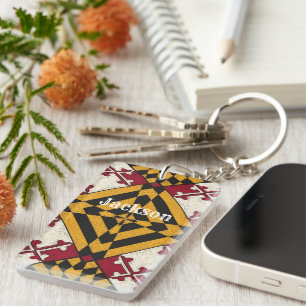 Fun Personalized Maryland Flag Graphic Keychain 