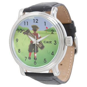 Fun Personalized monogram Golfer on golf course Watch