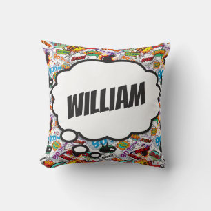 Fun Personalized Name Comic Book Throw Pillow