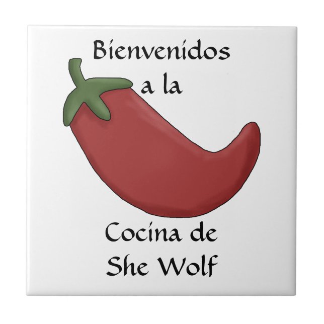 Fun Personalized Name Spanish Kitchen Welcome Tile (Front)