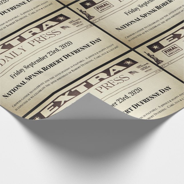 Fun Personalized Newspaper Wrapping Paper (Corner)