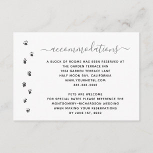 Fun Personalized Pet Wedding Accommodations Enclosure Card