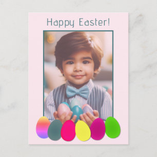 Fun Personalized Photo Coloured Eggs Happy Easter  Postcard