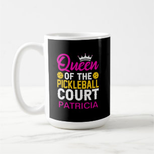 Fun Personalized Queen of the Pickleball Court Coffee Mug
