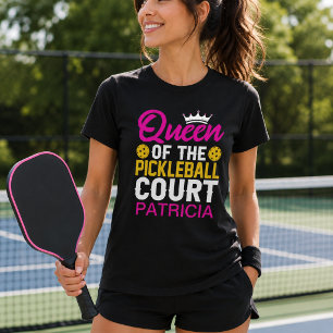 Fun Personalized Queen of the Pickleball Court T-Shirt