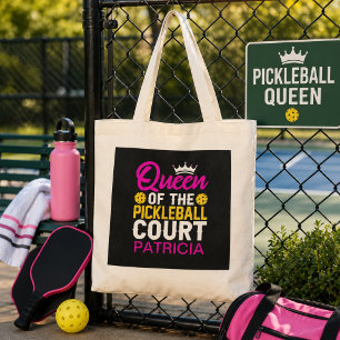 Fun Personalized Queen of the Pickleball Court Tote Bag