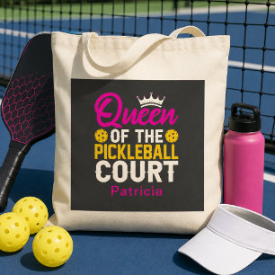Fun Personalized Queen of the Pickleball Court Tote Bag