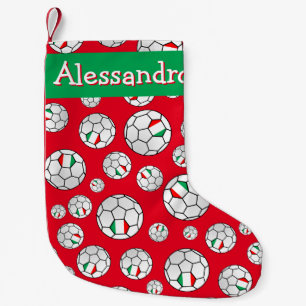 Fun Personalized Random Pattern Italy Soccer Ball Small Christmas Stocking