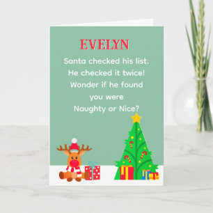 Fun Personalized Santa List Christmas Card