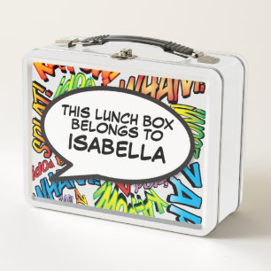 Fun Personalized Speech Bubble Saying Colourful Metal Lunch Box