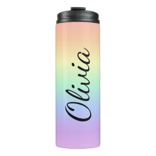 Fun Personalized Tumbler   Pastel Rainbow Tumbler