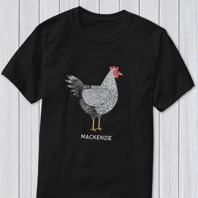 Fun Personalized Watercolor Wyandotte Chicken T-Shirt (Fun personalized custom name Wyandotte chicken shirt for poultry and bird lovers)