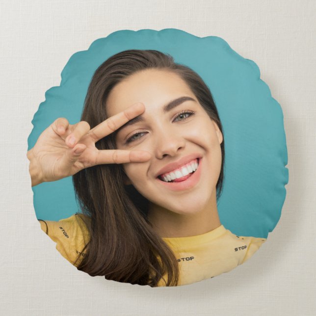 Fun Personalized Your Face Custom Photo Round Pillow (Front)