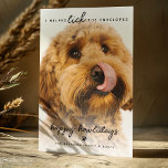 Fun Pet Licked The Envelopes | Photo Christmas Holiday Card<br><div class="desc">Delight your friends and family with a personalized pet Christmas card that perfectly blends humour and holiday cheer! With a hilarious photo of your dog and the playful saying 'I HELPED LICK THE ENVELOPES', this card, featuring a witty 'HAPPY HOWLIDAYS' greeting, is sure to bring a smile to every recipient....</div>