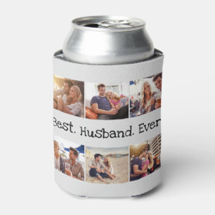 Fun Photo Best Husband Collage Personalized Grey Can Cooler