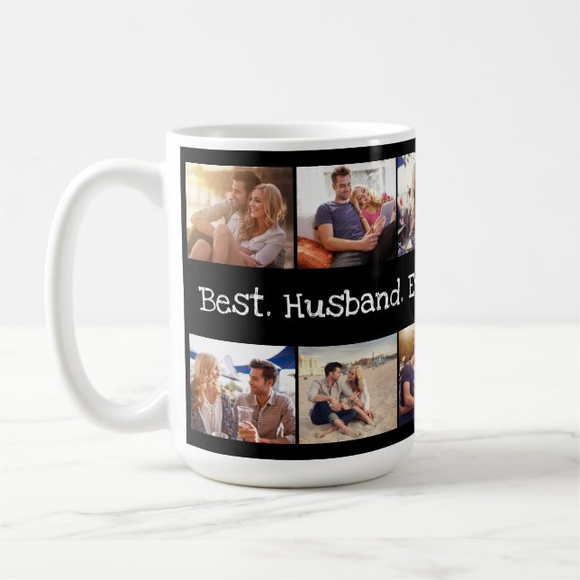 Fun Photo Collage Best Husband Ever Black White Coffee Mug (Left)