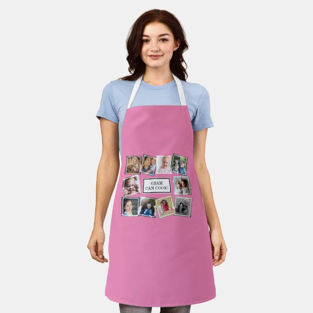 Fun Photo Collage Pink Apron (Worn)