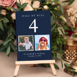 Fun Photo Navy Blue Wedding Table Number<br><div class="desc">Have some fun with your wedding reception decor with these navy blue table number cards where each table number corresponds to photos of the bride and groom at the same age. For example, for Table 4, personalize the table number with "4" and add photos of the bride and groom when...</div>