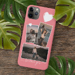 Fun Photos And Heart On Coral Red Peach Blush Pink iPhone 11Pro Max Case<br><div class="desc">Decorative,  pretty elegant light coral red pink coloured cellphone case with room to customize or personalize with three pictures of your choice. Decorated with cute hearts and sweet We Love You quote text in an elegant and stylish handwritten style calligraphy font type.</div>