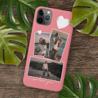Fun Photos And Heart On Coral Red Peach Blush Pink