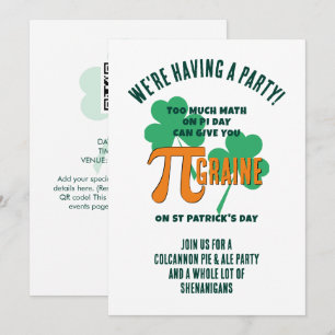 Fun Pi Day QR Code St Patricks Day Pub Party Invitation