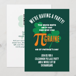 Fun Pi Day St Patricks Day QR Code Party Invitation