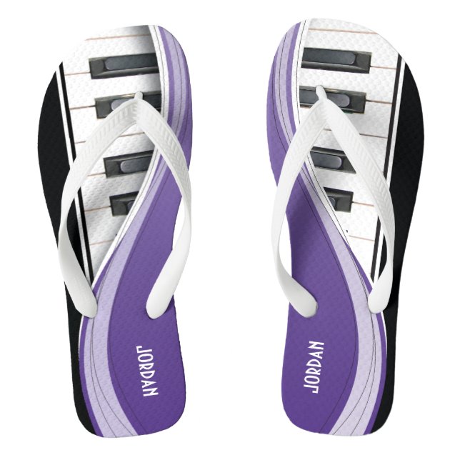 Fun Piano Design With Purple Swoosh Flip Flops (Footbed)