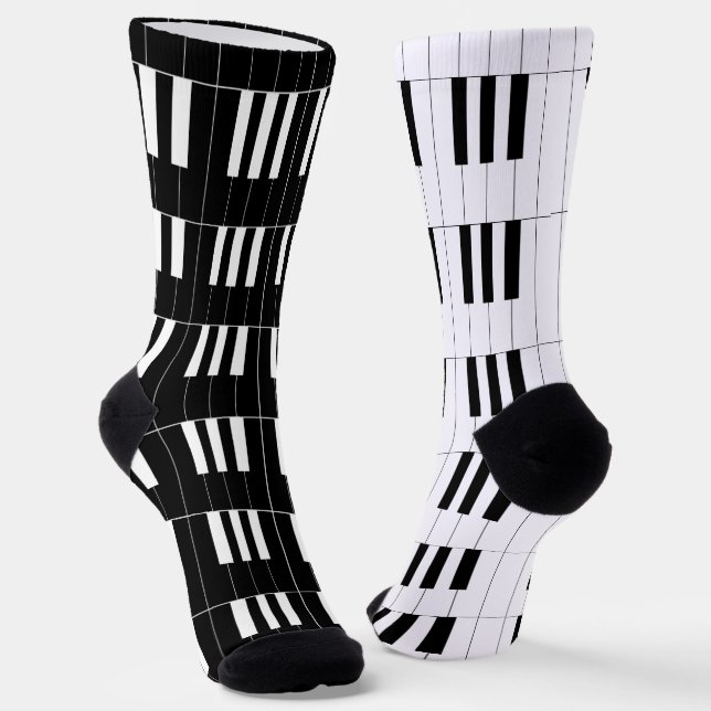 Fun Piano Keys and Reversed Keys  Socks (Angled)