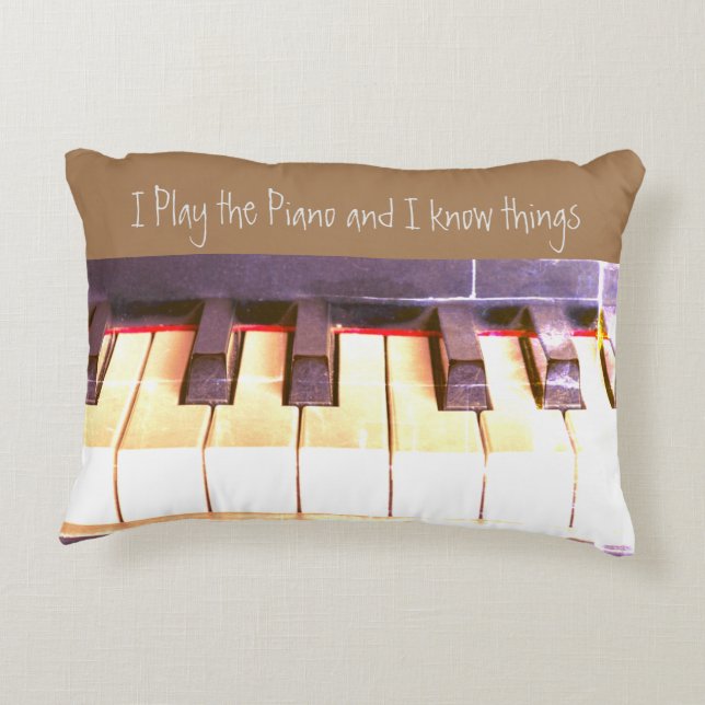 Fun Piano Music Quotes Accent Pillow (Back)