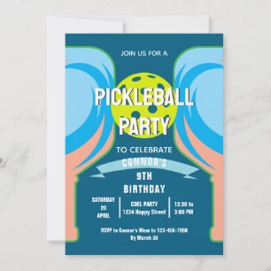 Fun Pickleball Anniversaire Fête Invitation pour l