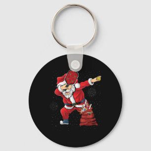 Fun Pickleball Christmas Santa Playing Pickleball Keychain