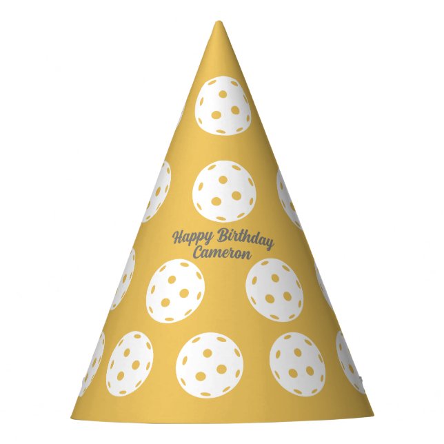 Fun Pickleball Pattern Personalized Text Party Hat (Front)