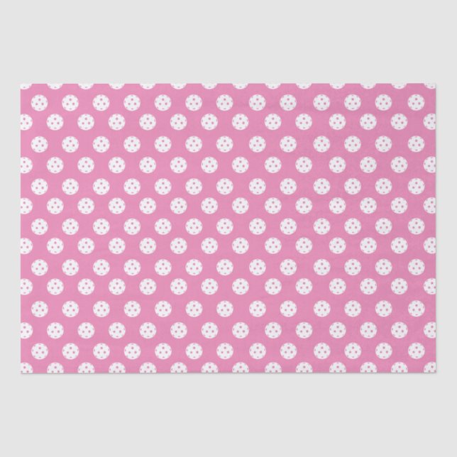 Fun Pickleball Pattern Pink White Sports Balls Tissue Paper (Front)