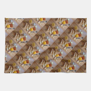 fun picture of chopped veg prep for dinner kitchen towel