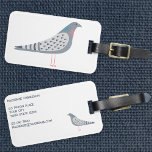 Fun Pigeon Luggage Tag<br><div class="desc">A fun pigeon. Perfect for bird fanciers, pigeon racers or anyone else who loves these characterful creatures. Original art by Nic Squirrell. Change the name and details to customize.</div>