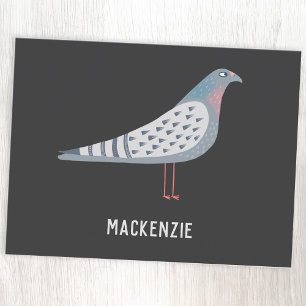 Fun Pigeon Personalized Name Postcard