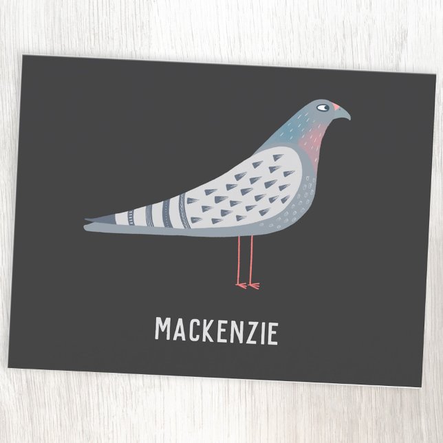 Fun Pigeon Personalized Name Postcard (Fun personalized pigeon postcard for bird lovers)