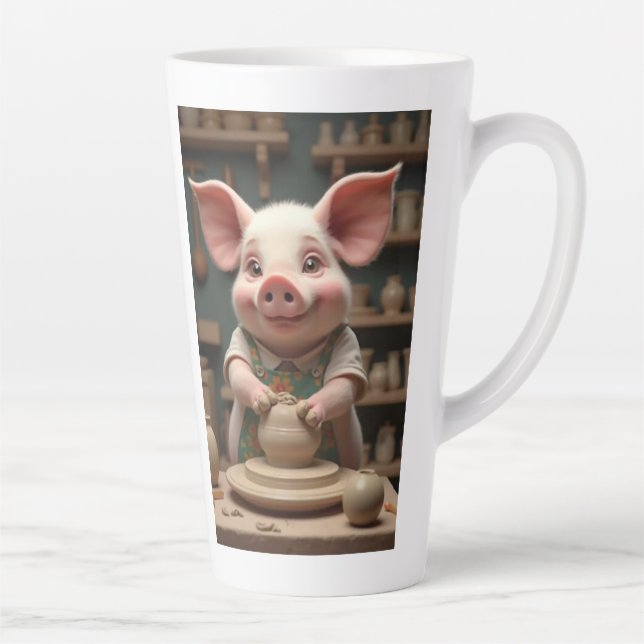 Fun Piggy poterie artiste latte mug (Droite)