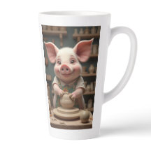 Fun Piggy pottery artist latte mug