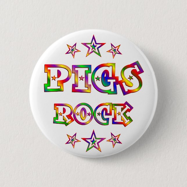 Fun Pigs Rock 2 Inch Round Button (Front)