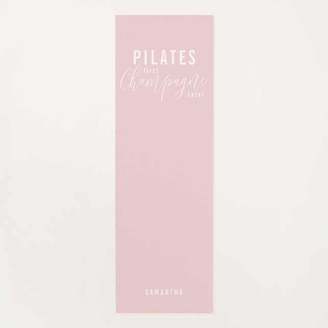Fun Pilates First Champagne Later Pink Workout  Yoga Mat (Front)