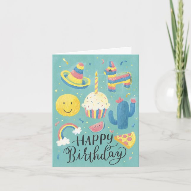 Fun Piñata Children's Birthday Card (Front)
