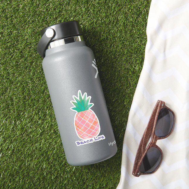 Fun Pineapple & Beach Life Vinyl Cut Sticker (HydroFlask Insitu)