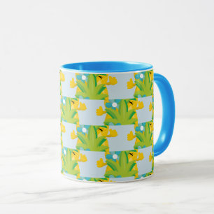 Fun Pineapple Flower Blue Mug