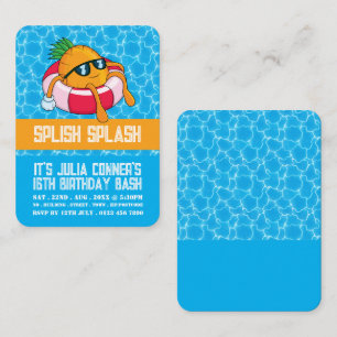 Fun Pineapple, Pool Party Birthday Handout Tickets