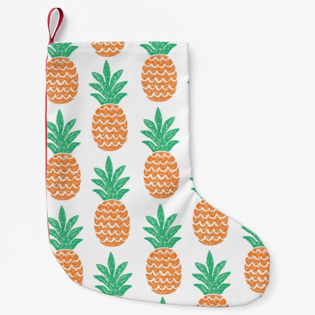 fun pineapple seamless pattern small christmas stocking (Front)