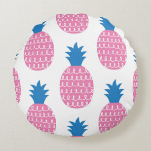 Fun pineapple seamless pattern vintage illustratio round pillow